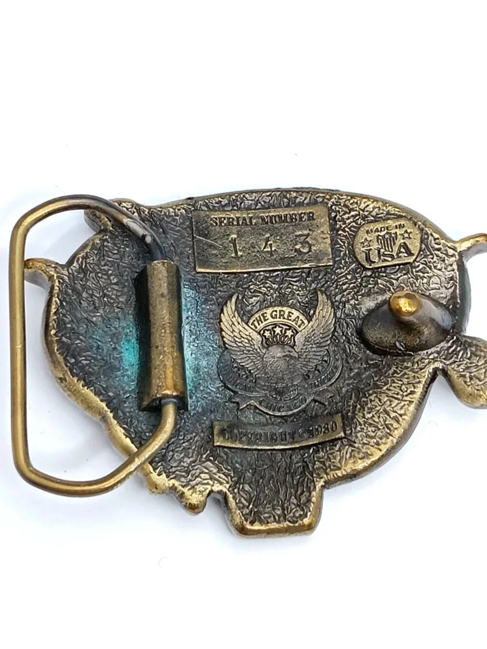 1980 Texas Longhorn 3D Belt Buckle Mad in USA Great American Buckle Co
